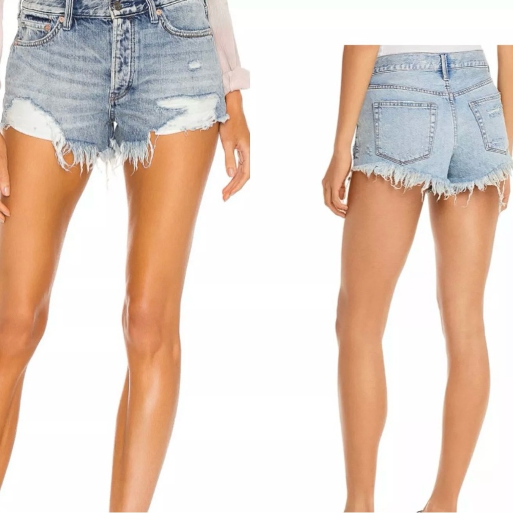 We The Free Blue Jean Shorts Distressed High-Waisted
